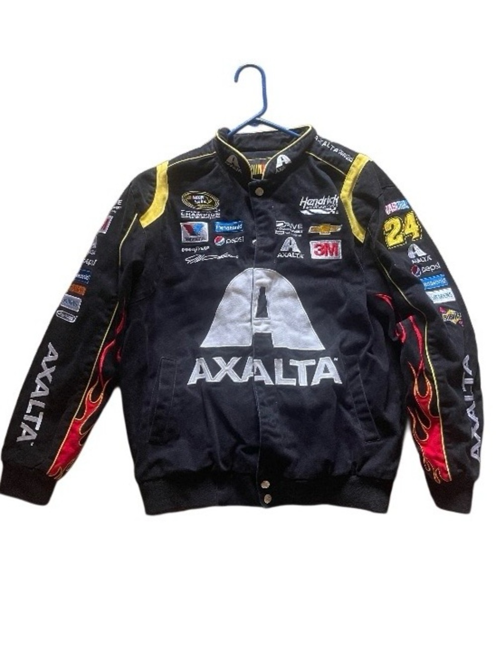 NASCAR Racing Bomber Jacket with Yellow & Red flames Jeff Gordon